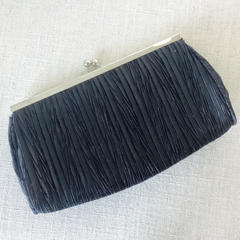 Pleated Shimmer Satin Clutch Evening Bag